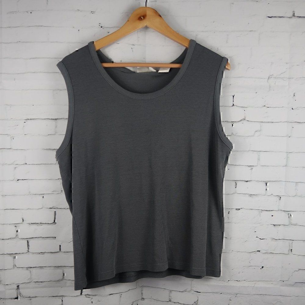 CHRISTIE & JILL GREY SHORT SLEEVE ROUND NECK TANK TOP SIZE XL